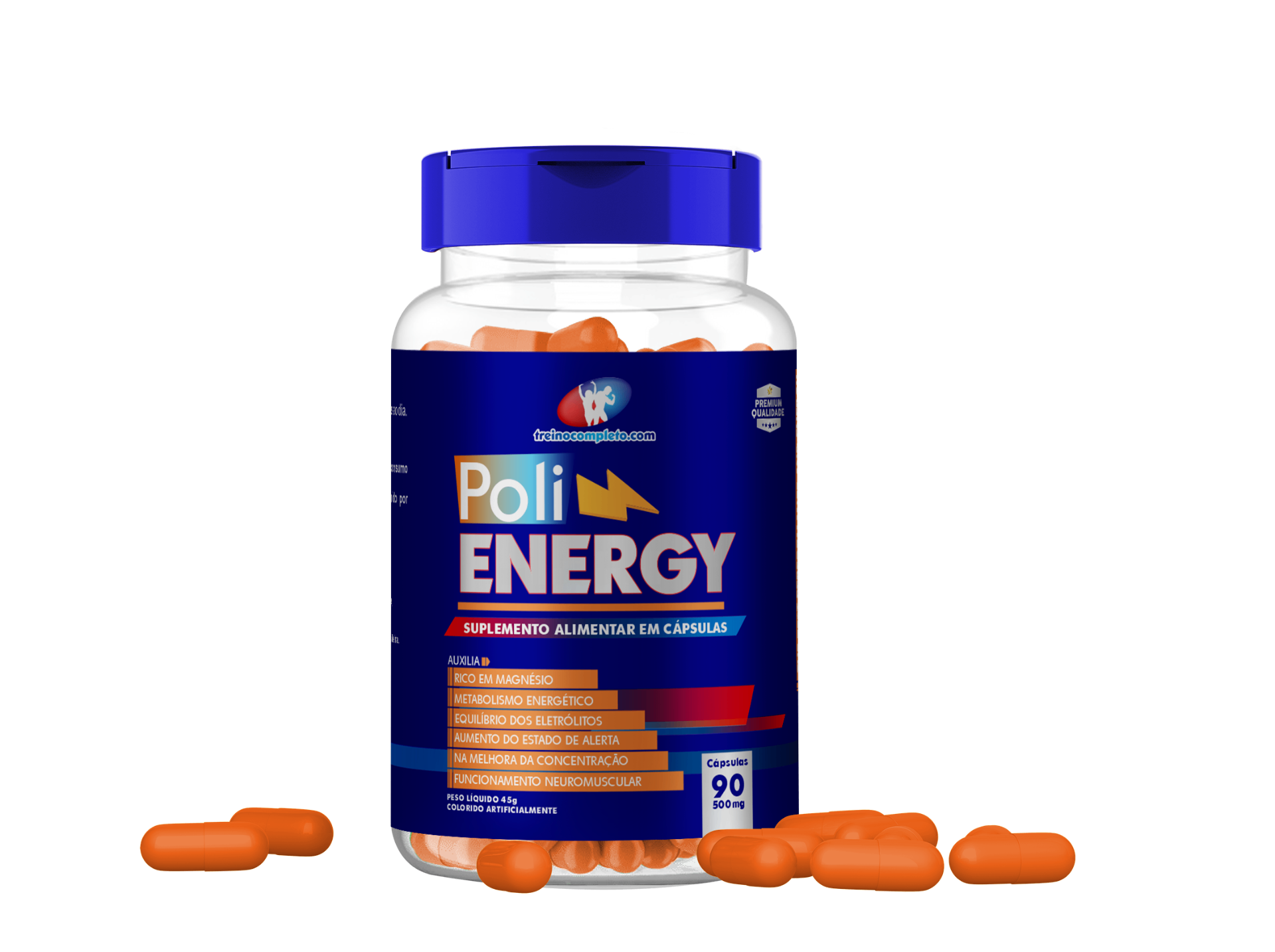 Pote de PoliEnergy — suplemento alimentar em cápsulas